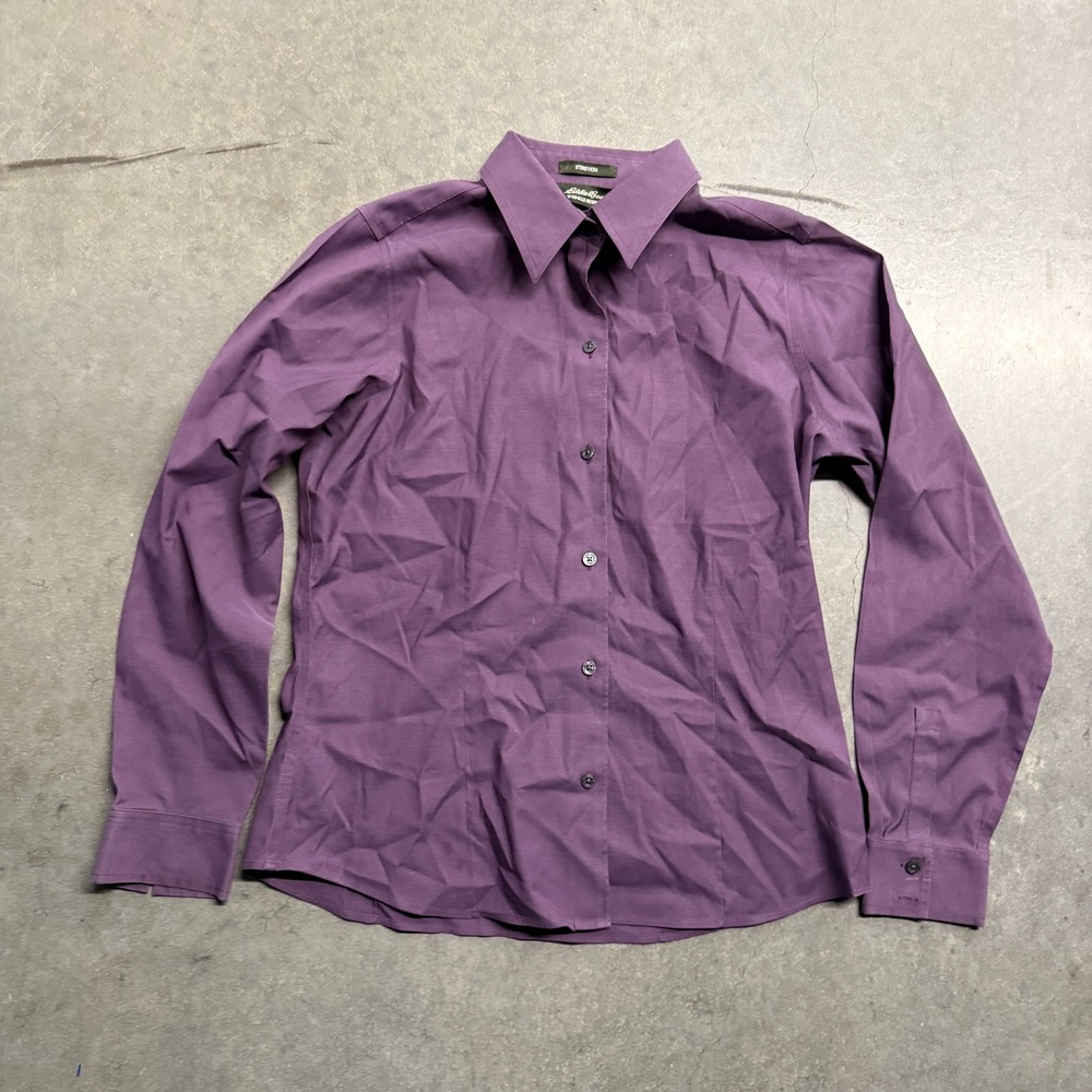 Eddie Bauer Womens Purple Stretch Wrinkle-Resistant Button Down Shirt Size M
